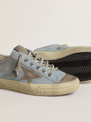 Women's V-Star in light blue canvas with dove-gray leather star