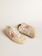 Women's V-Star in light gray canvas with a red leather star