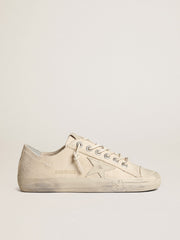 V-Star in light cream canvas with milk-white leather star