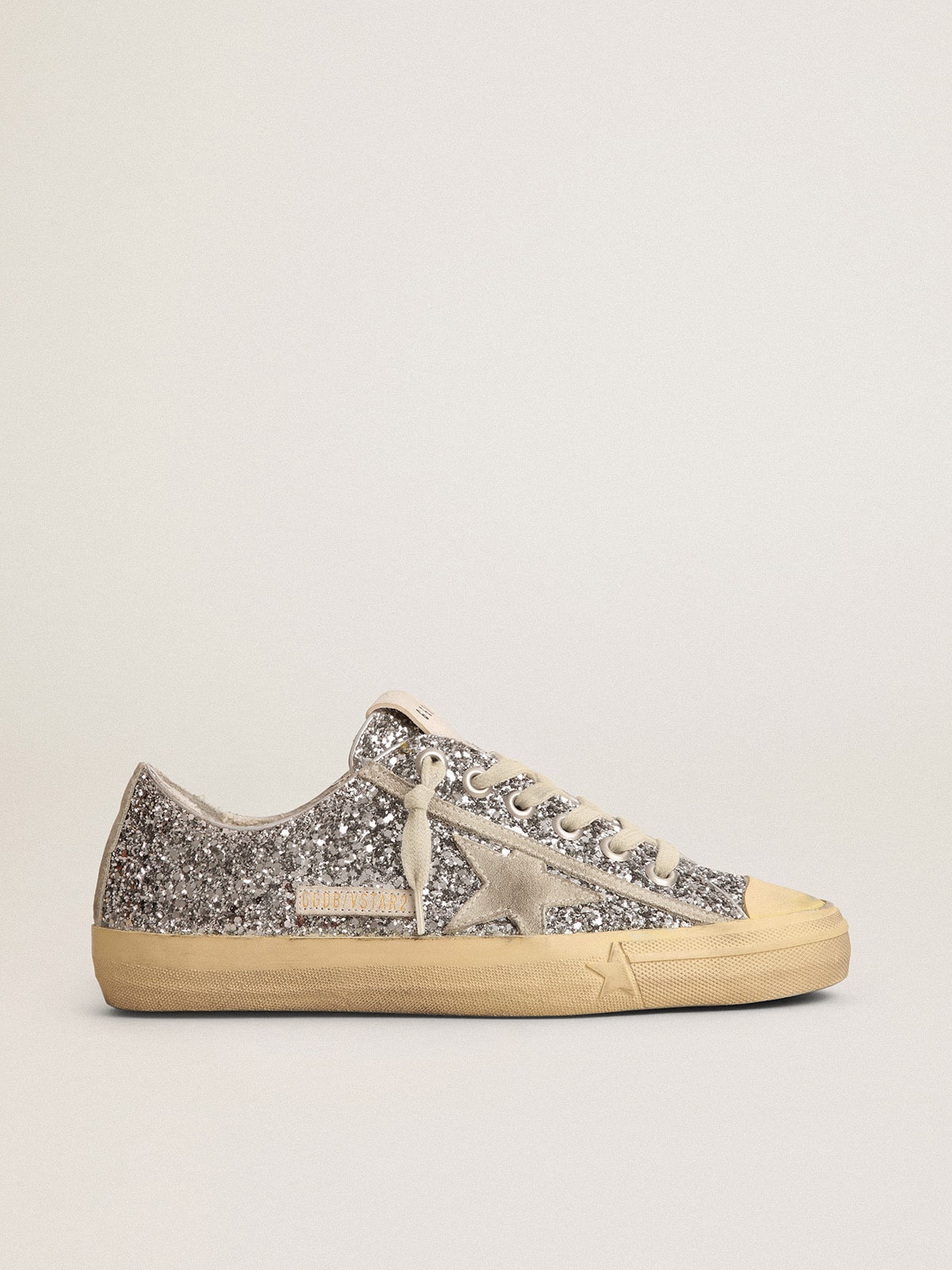 Women's V-Star  in silver glitter with ice-gray suede star