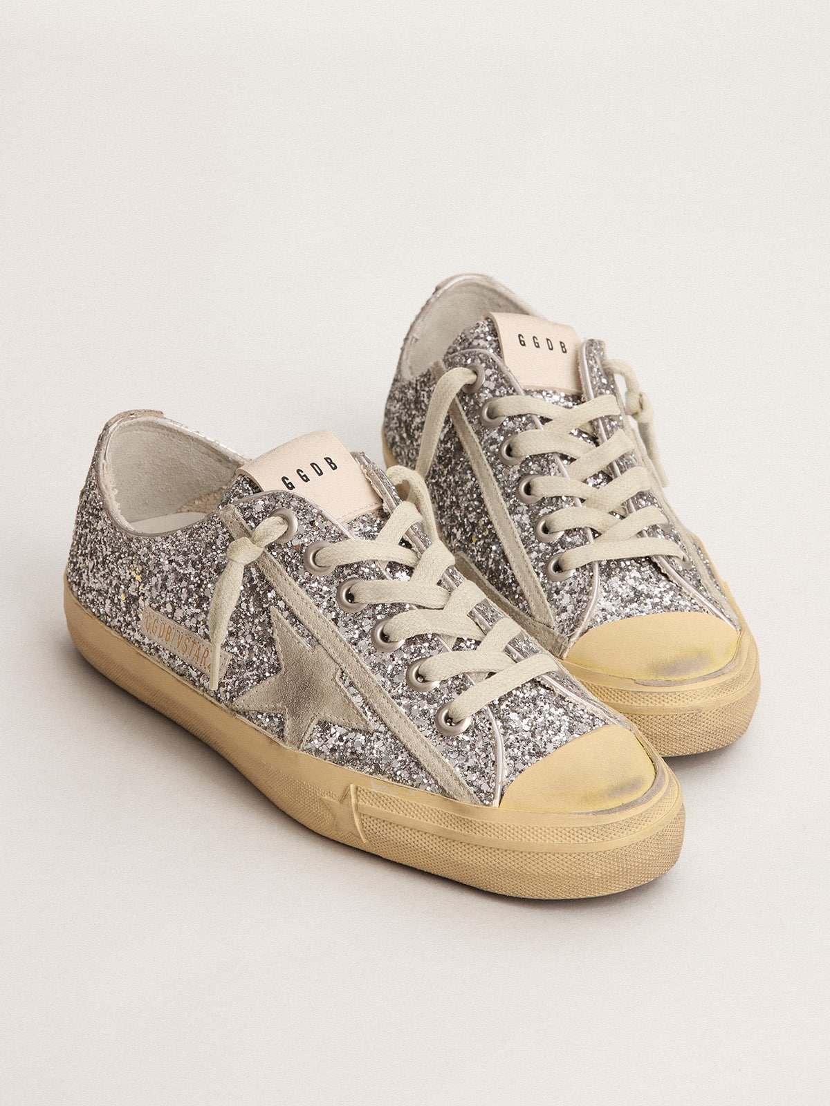 Women's V-Star  in silver glitter with ice-gray suede star