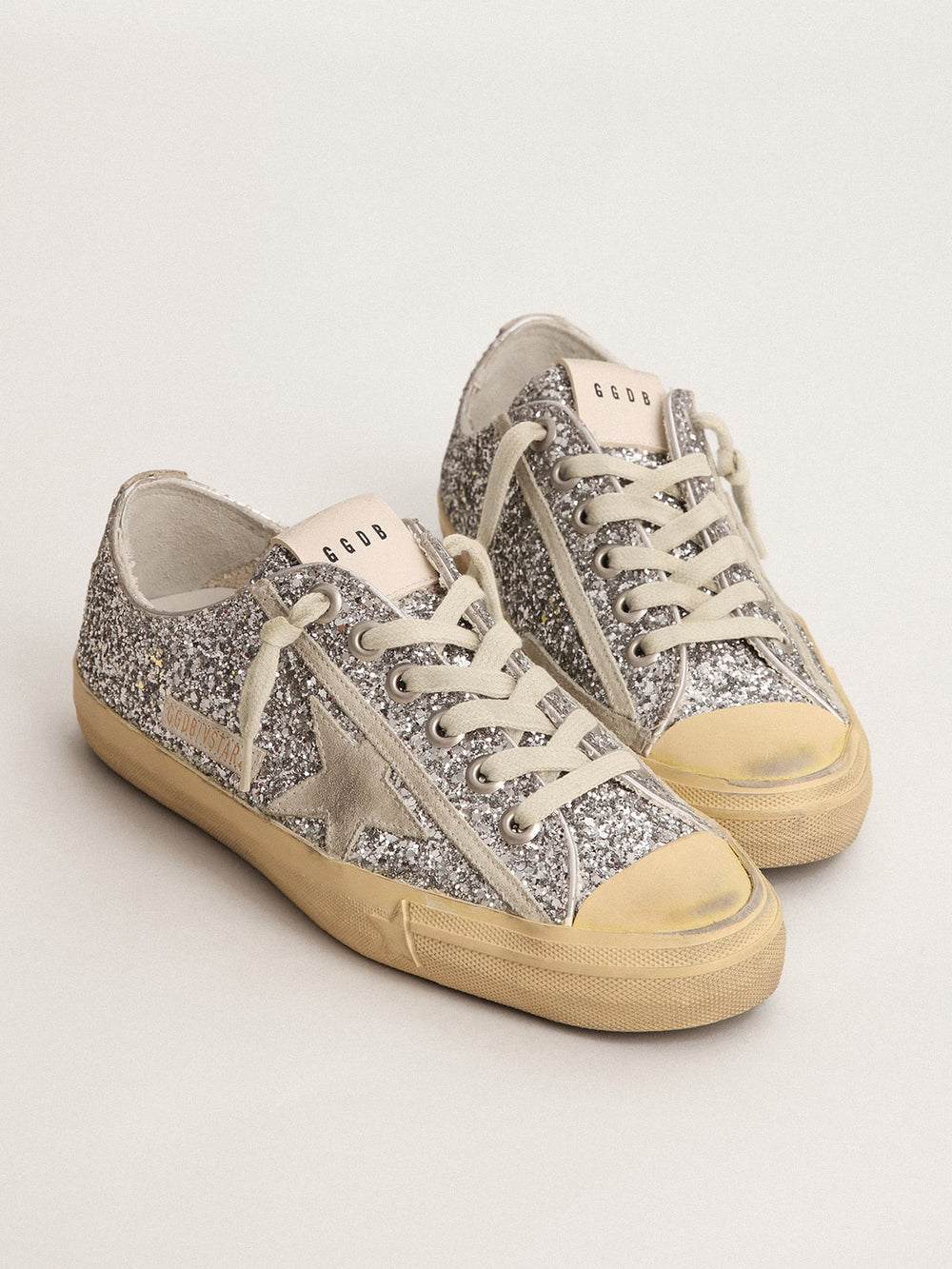 Women's V-Star  in silver glitter with ice-gray suede star