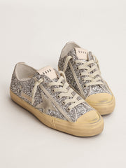 Women's V-Star  in silver glitter with ice-gray suede star