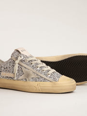 Women's V-Star  in silver glitter with ice-gray suede star