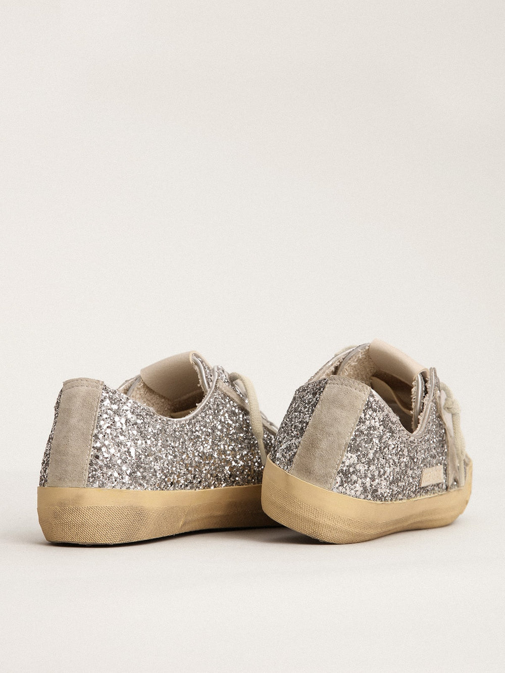 Women's V-Star  in silver glitter with ice-gray suede star