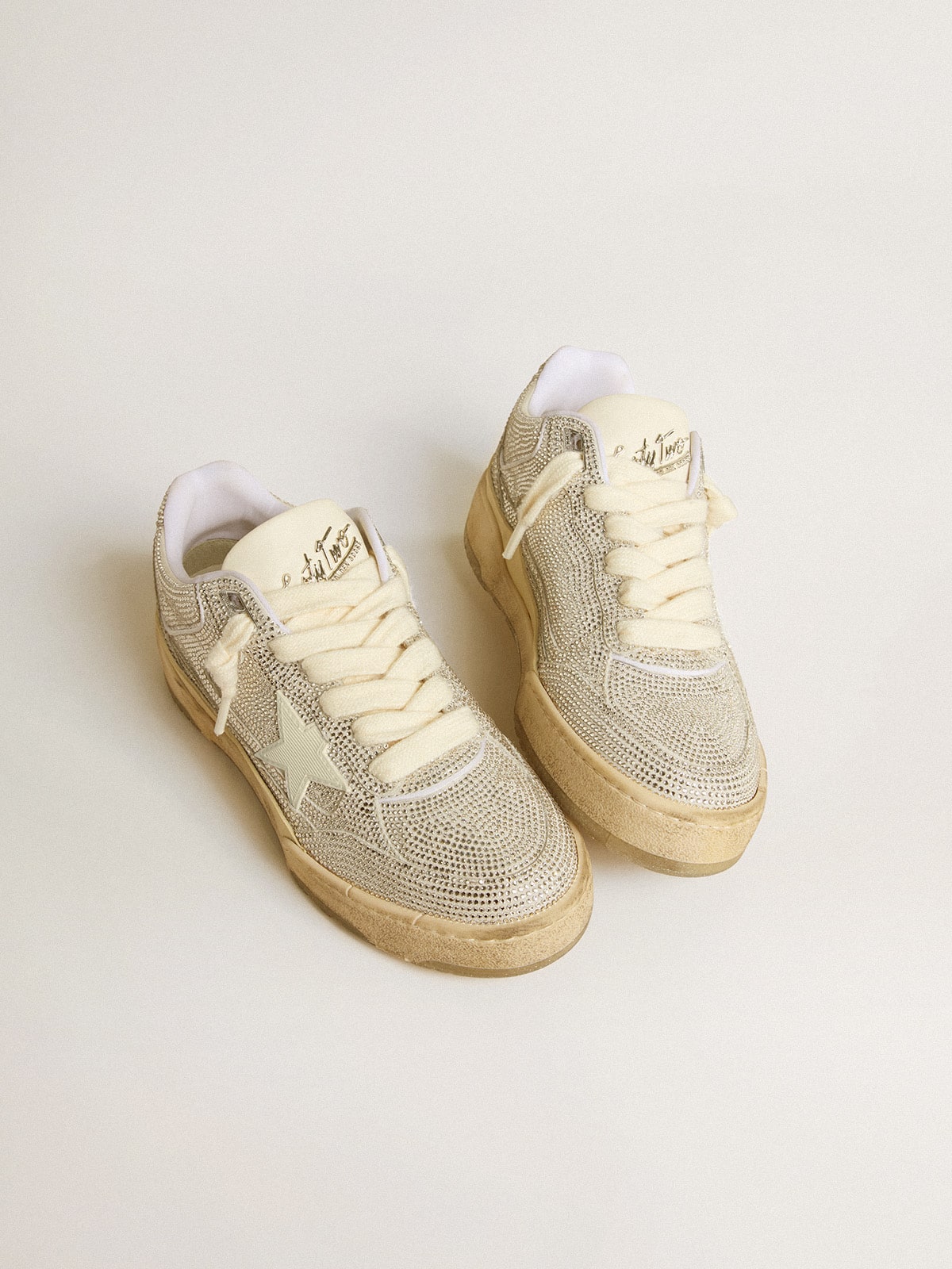 Women’s Forty2 in white leather and Swarovski crystals with white star