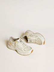 Women’s Lightstar in white leather and mesh with worn-white star