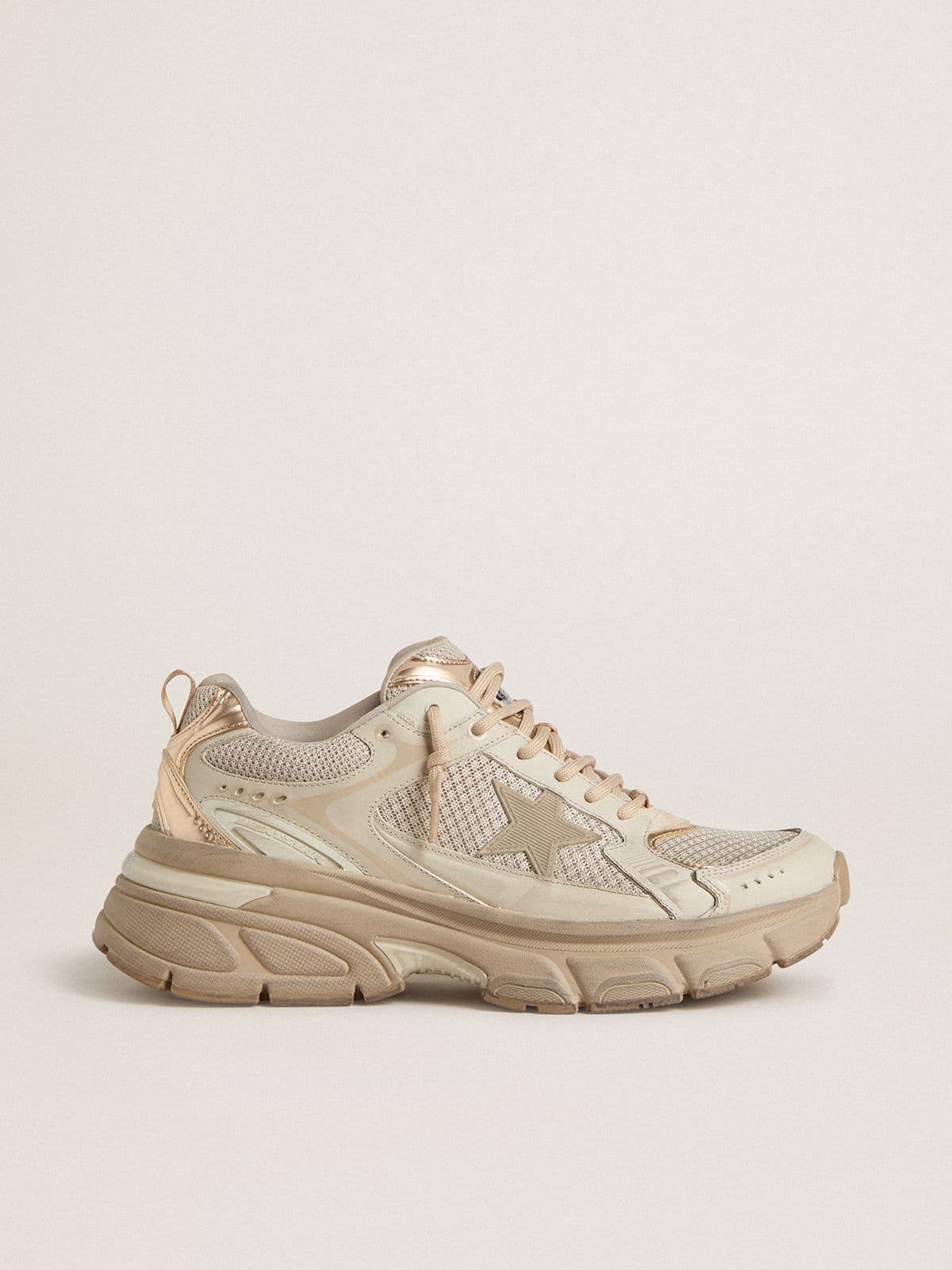 Women’s Lightstar in dove-gray leather and mesh with beige TPU star