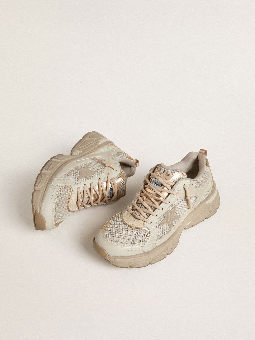 Women’s Lightstar in dove-gray leather and mesh with beige TPU star