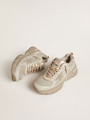 Women’s Lightstar in dove-gray leather and mesh with beige TPU star