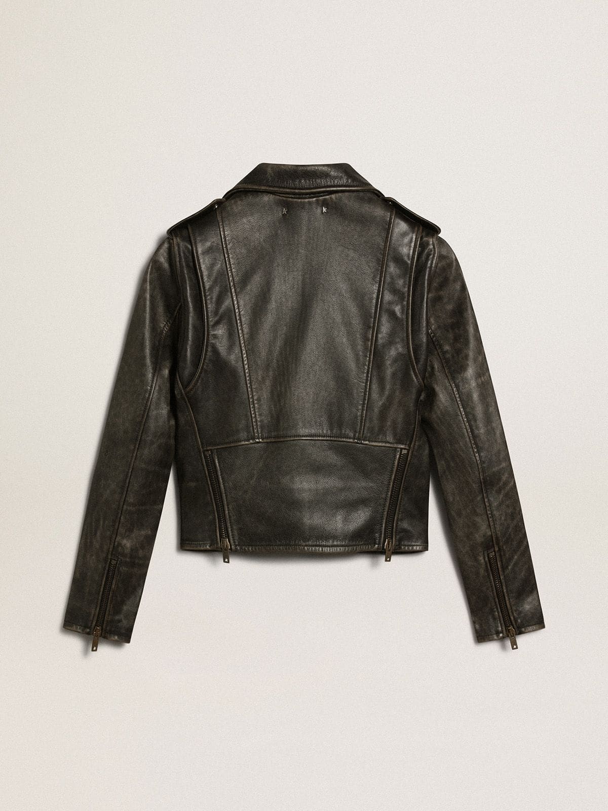 Women’s black leather biker jacket | Golden Goose