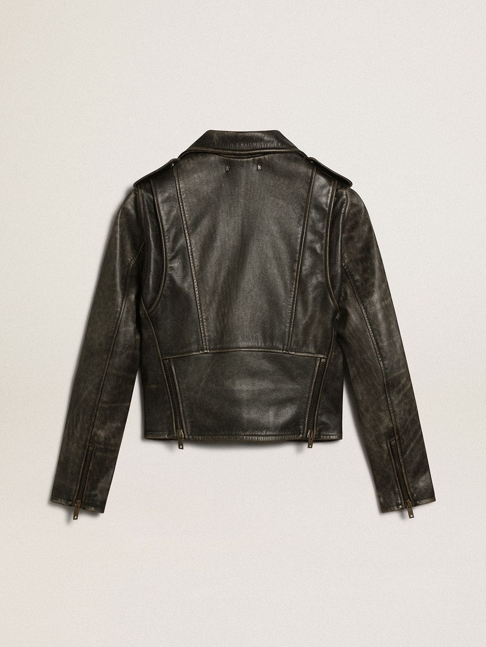 Women’s black leather biker jacket | Golden Goose