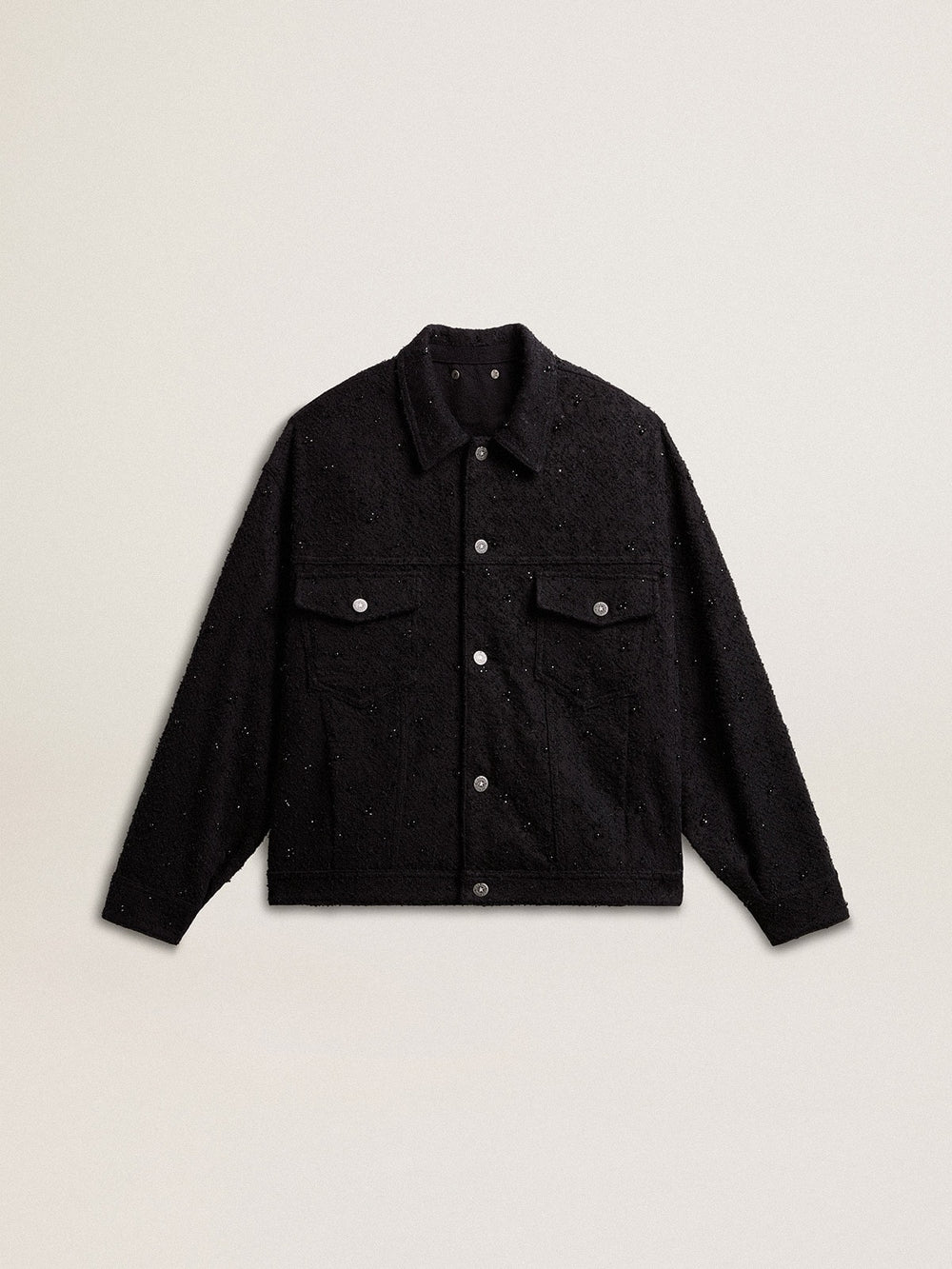 Women’s black denim jacket with embroidery