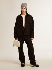 Women’s black denim jacket with embroidery