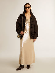 Black multi-pocket windcheater