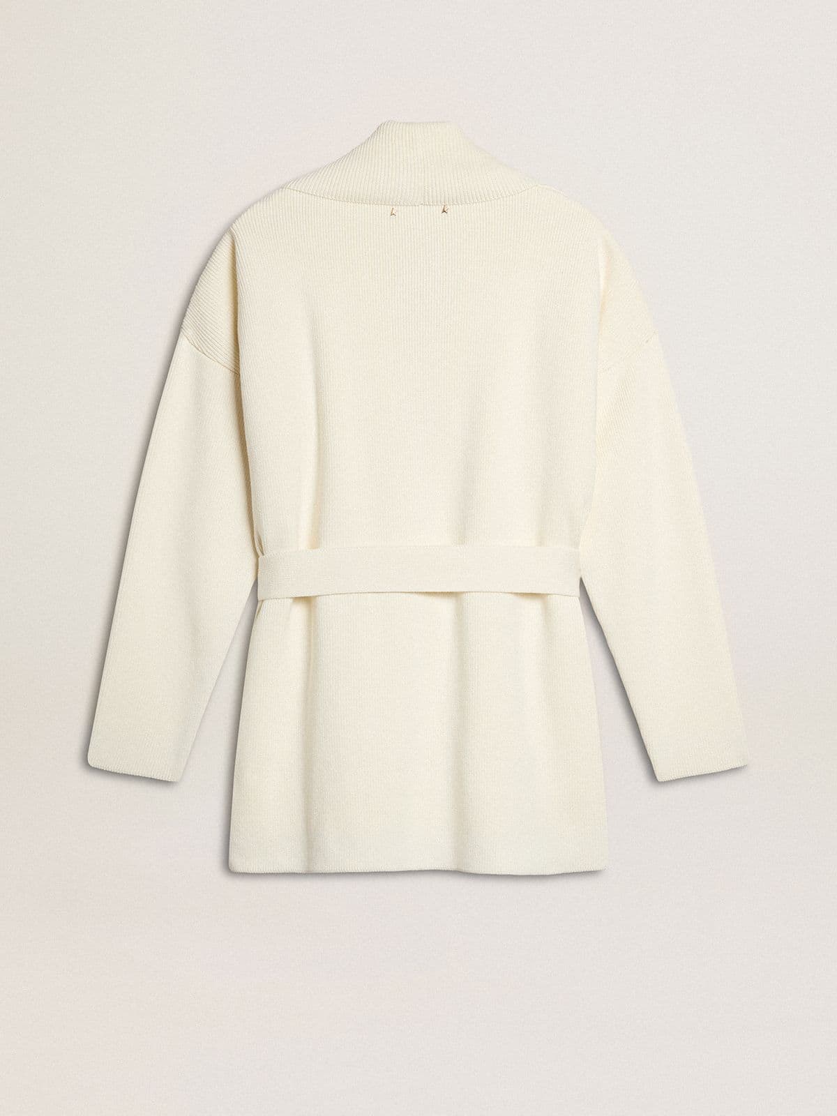 Women's cream-colored cotton cardigan with floral embroidery