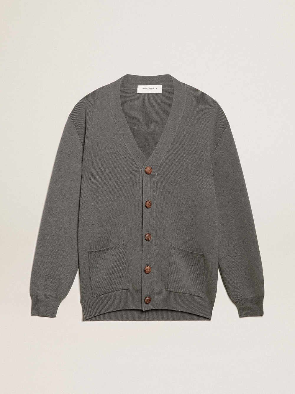 Women's grey cotton cardigan with buttons | Golden Goose