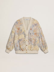 Women’s cardigan with floral print and embroidery