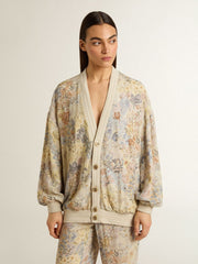 Women’s cardigan with floral print and embroidery