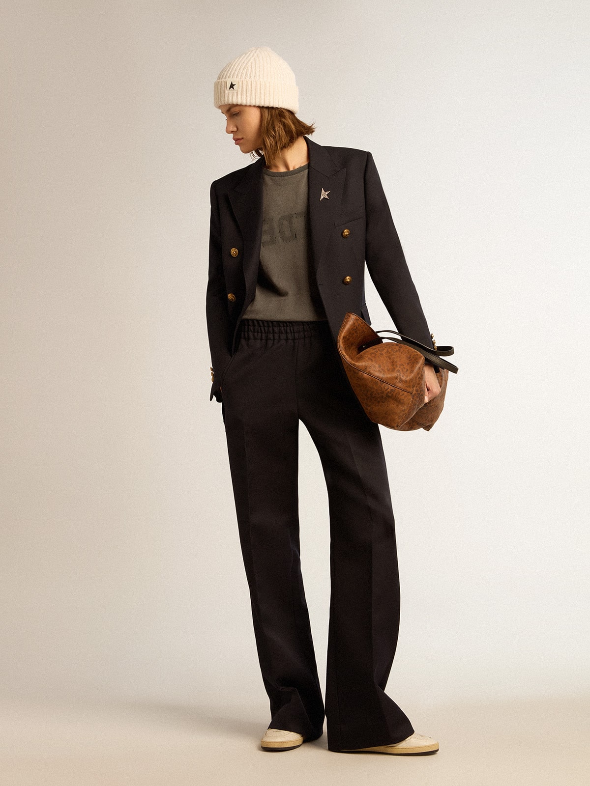Women's double-breasted blue blazer | Golden Goose