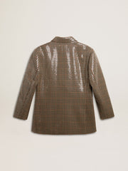Women's houndstooth jacket with all-over sequin embroidery