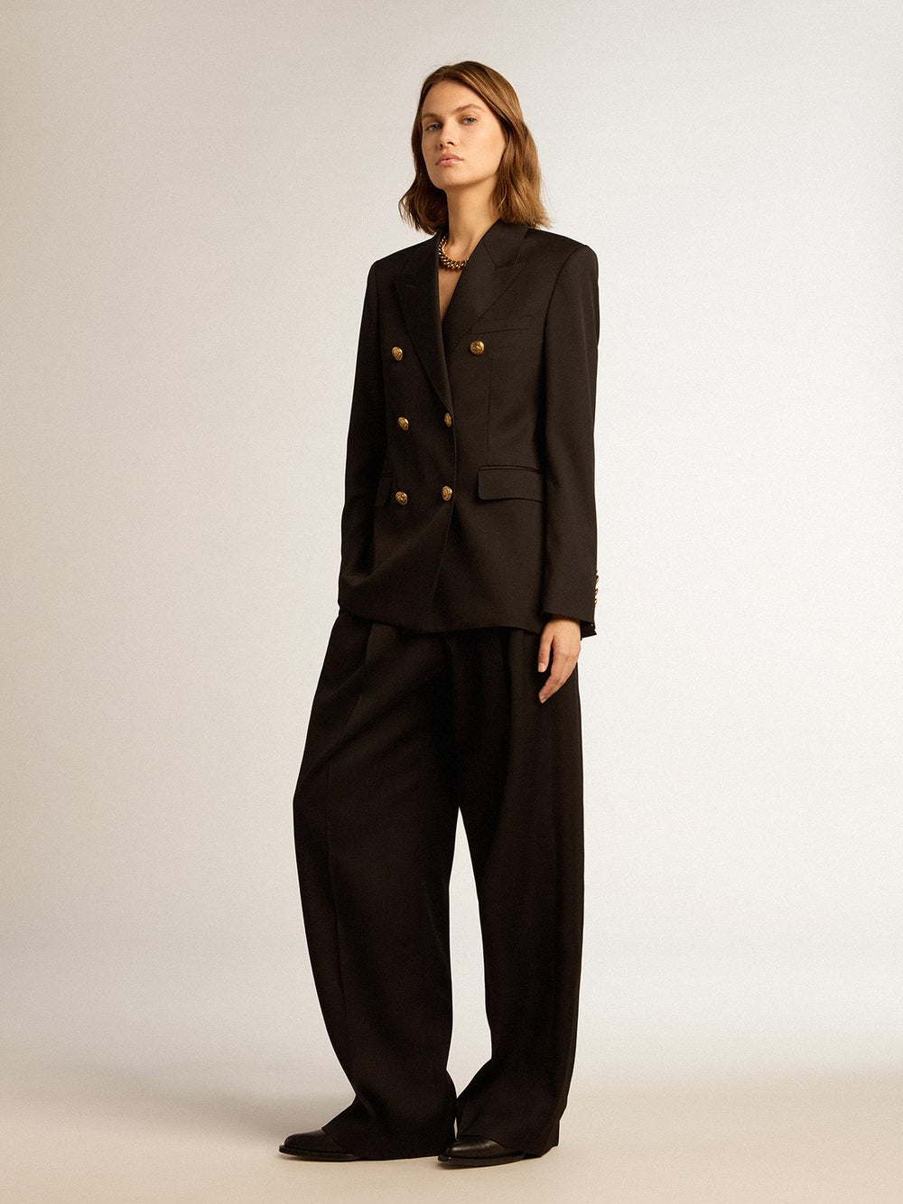 Women’s black double-breasted blazer
