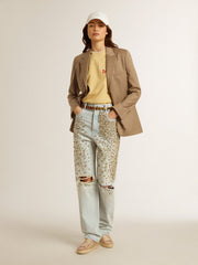 Women's dove-gray double-breasted blazer