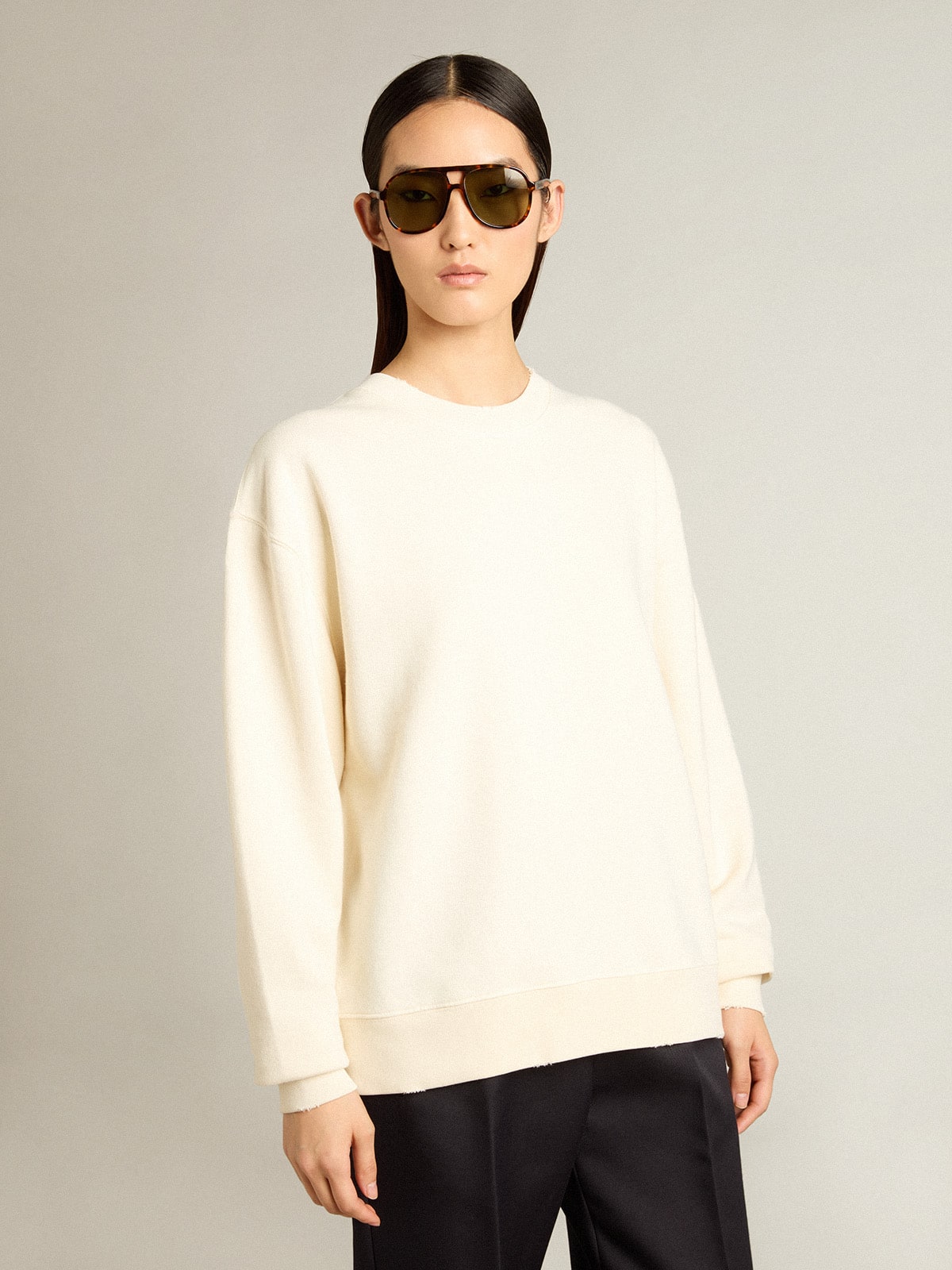 Sweatshirt in aged white with reverse logo on the back - Jersey Capsule