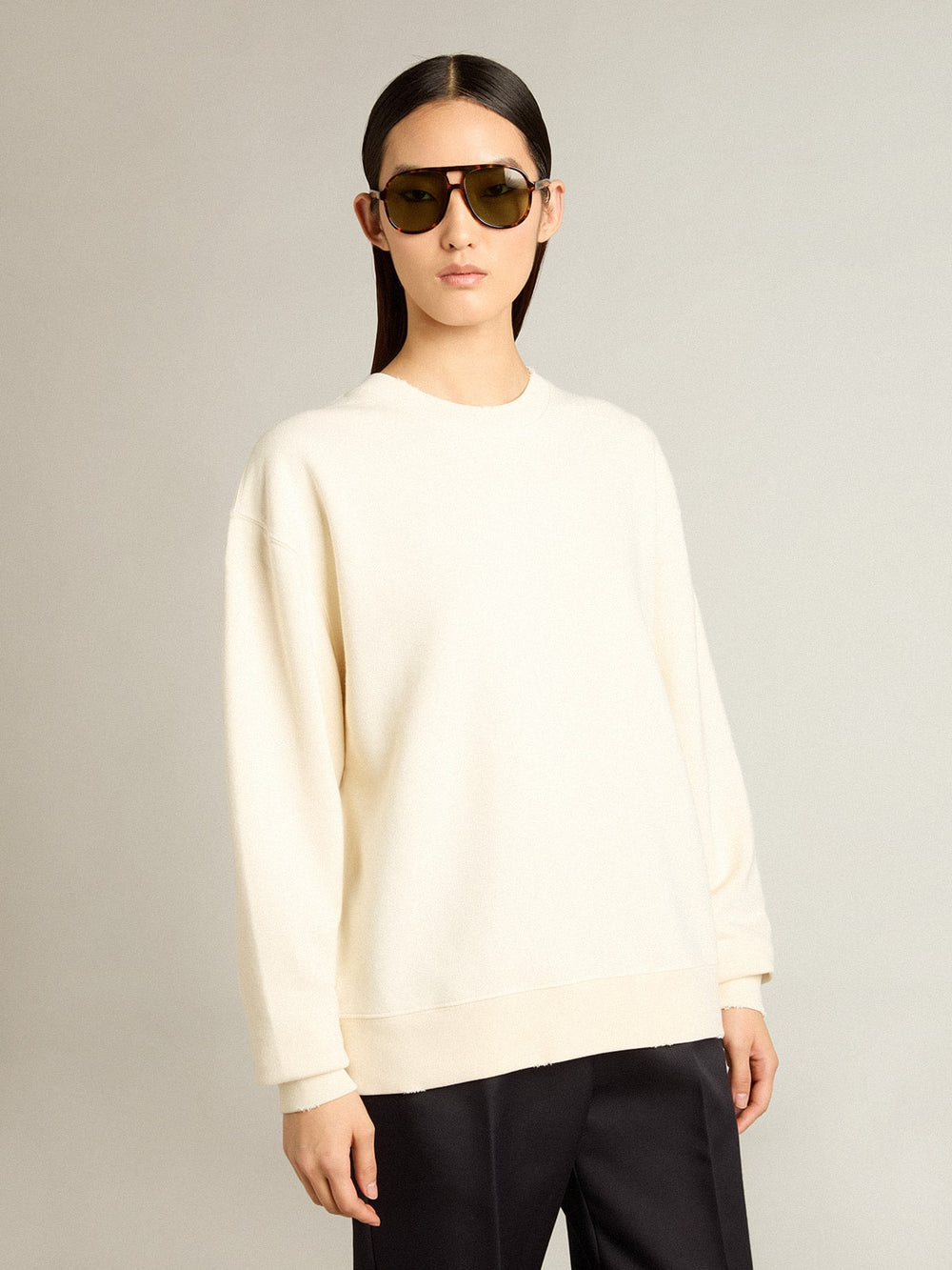 Sweatshirt in aged white with reverse logo on the back - Jersey Capsule