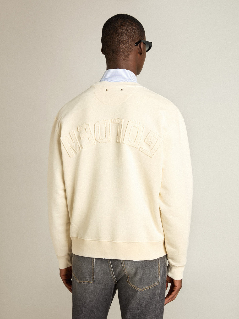 Sweatshirt in aged white with reverse logo on the back - Jersey Capsule