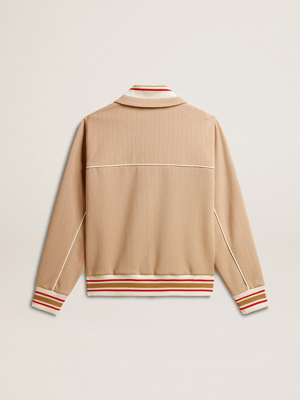 Women’s light beige zipped sweatshirt with white logo