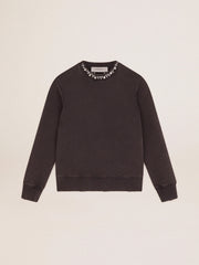 Women's anthracite gray sweatshirt with crystals