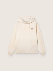 Star unisex hooded sweatshirt in white cotton with logo print