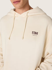 Star unisex hooded sweatshirt in white cotton with logo print