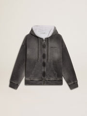 Sprayed effect anthracite sweatshirt with studs