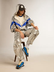 Women’s cargo pants in silver technical fabric