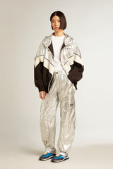 Cargo pants in silver technical fabric