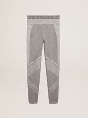 Women’s gray melange leggings with mixed stitching