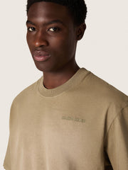 Unisex T-shirt in beige cotton jersey with embroidered logo