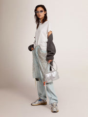 Distressed regular-fit women’s T-shirt in white
