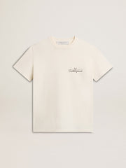 Women’s T-shirt in aged white with logo on the chest