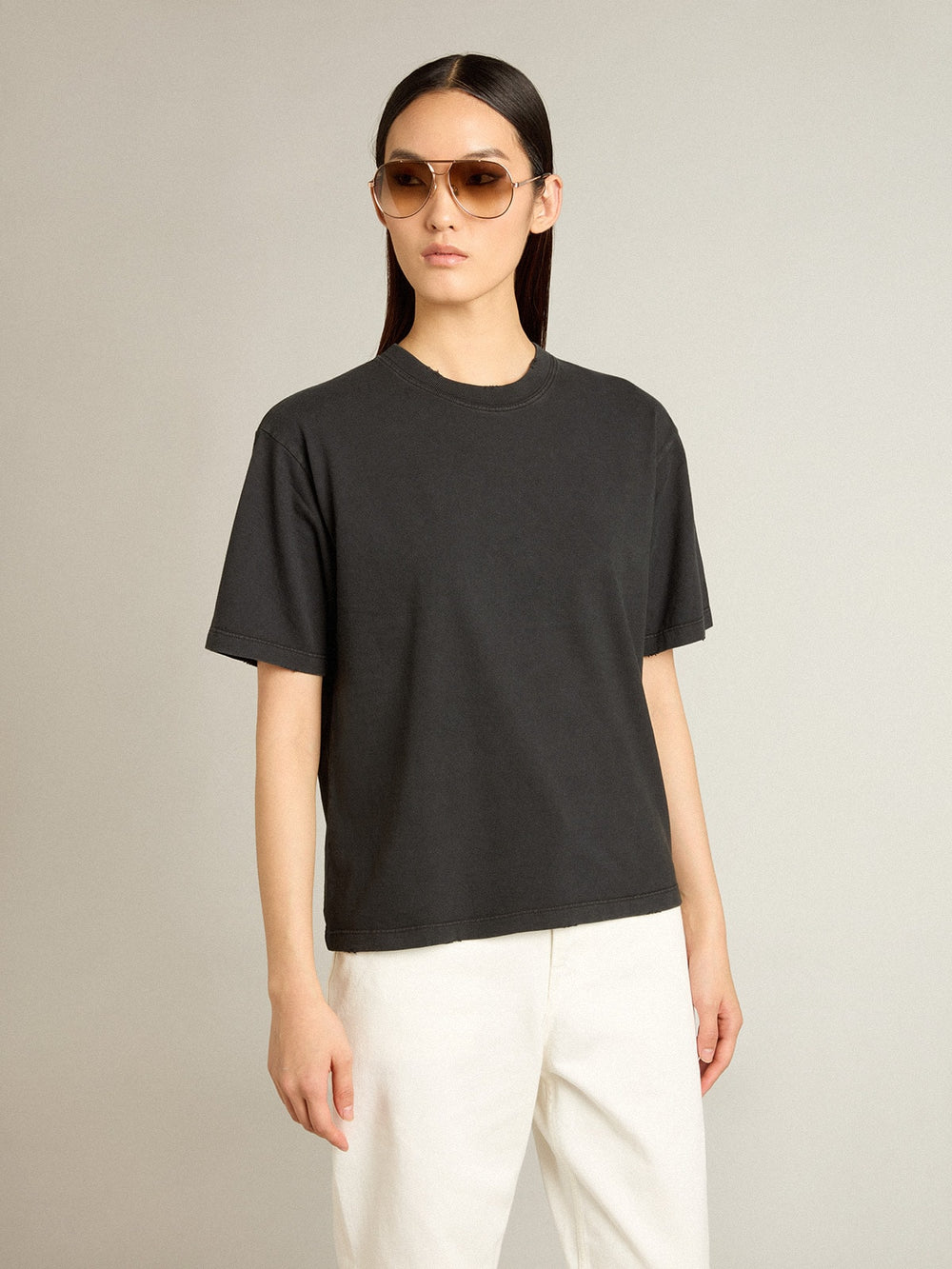 T-shirt in washed black with reverse logo on the back - Jersey Capsule