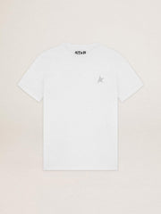 Women's white T-shirt with silver glitter star on the front
