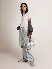 Distressed slim-fit women’s T-shirt in white