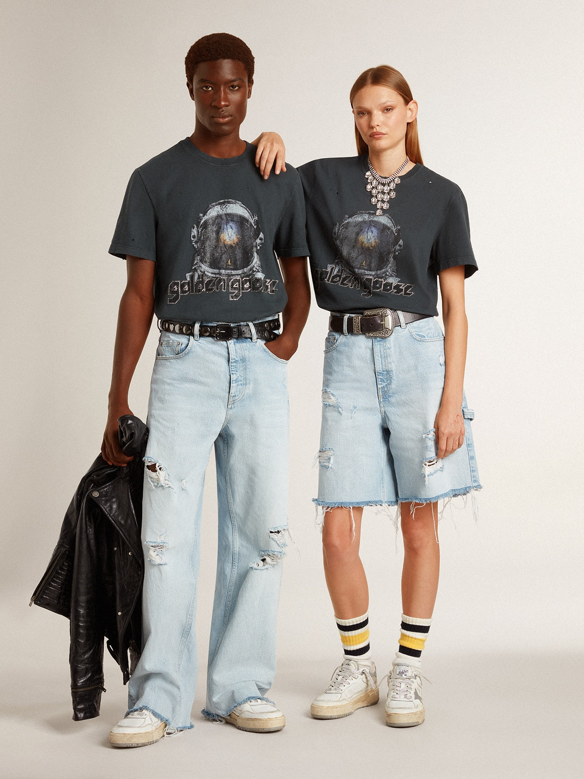 Black T-shirt with multicolor print