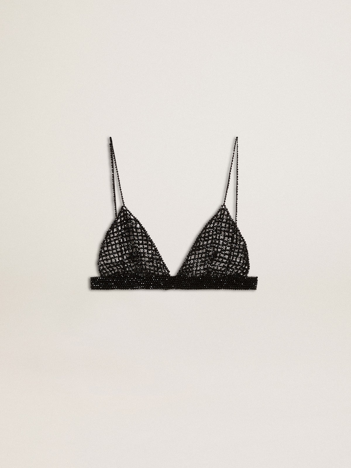 Women's black crochet top with crystals
