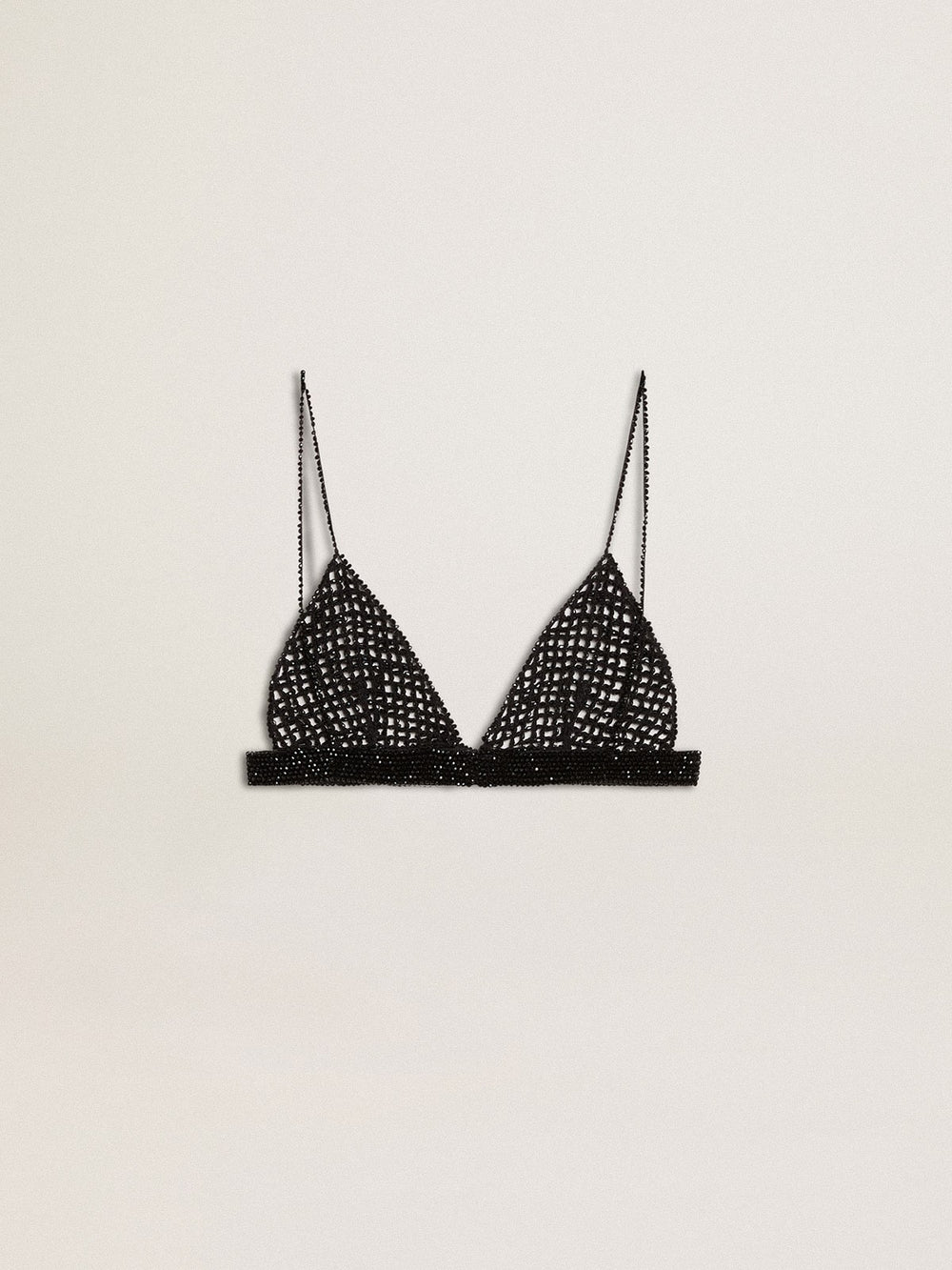 Women's black crochet top with crystals