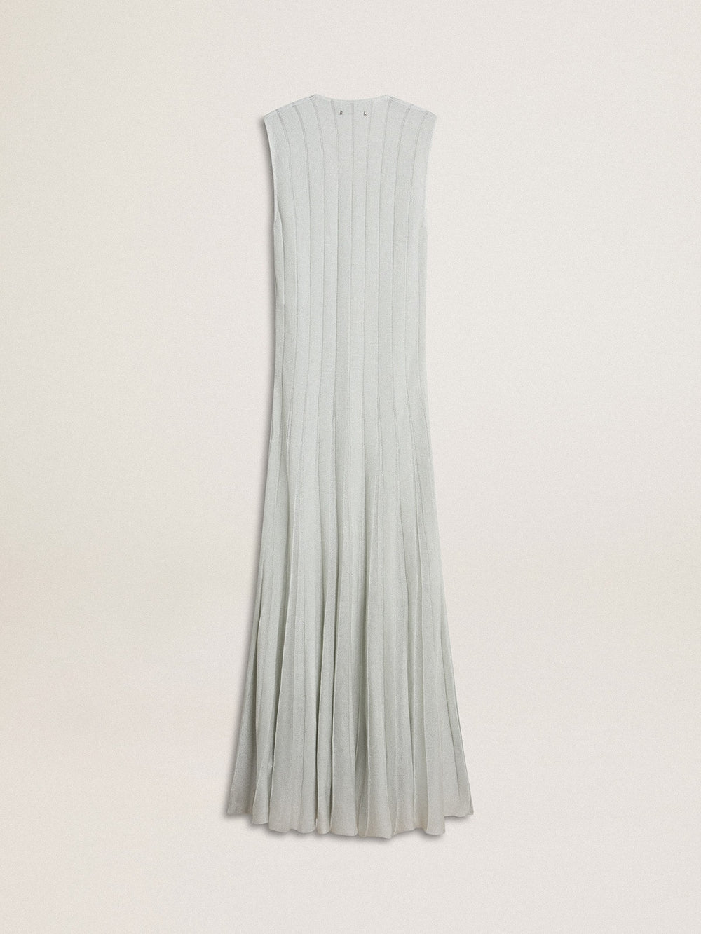 Women’s baby blue dress with vertical striped pattern