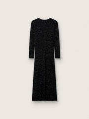 Women's long dress in black mesh with black sequins