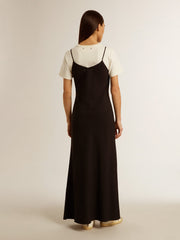 Women’s black slip dress with embroidery